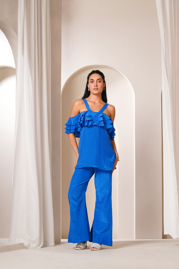 Cobalt Charm Ruffle Top